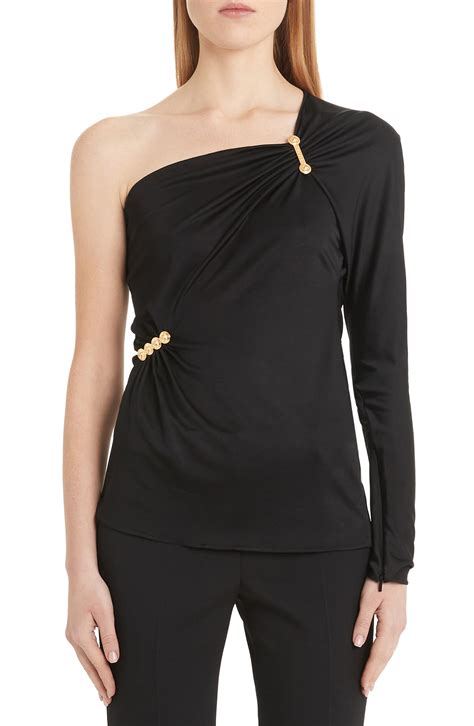 versace one shoulder jersey top with pins|Versace Tops for Women .